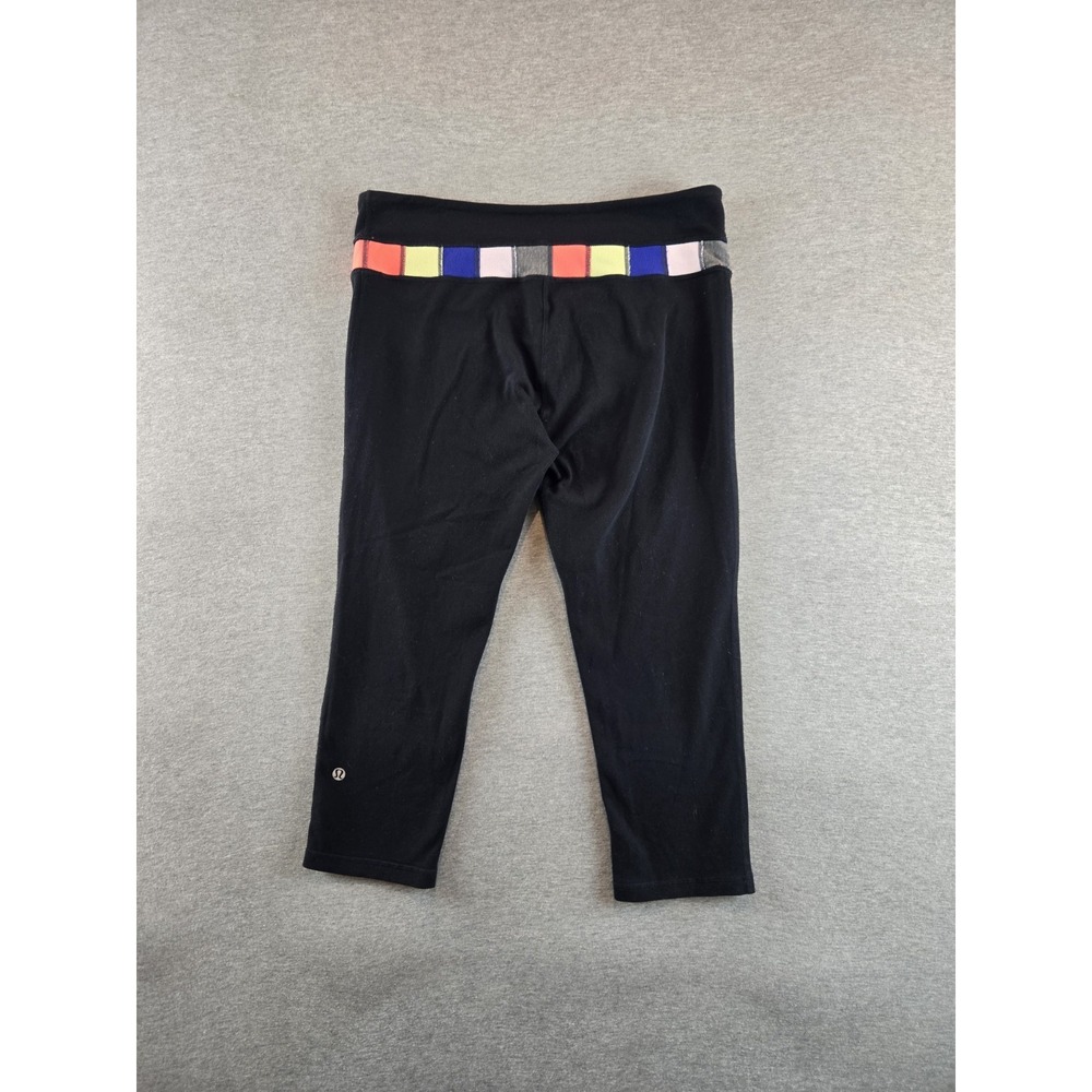 Lululemon‎ Leggings Womens Size 10 Black Rainbow Stretch Waistband Crop Capri